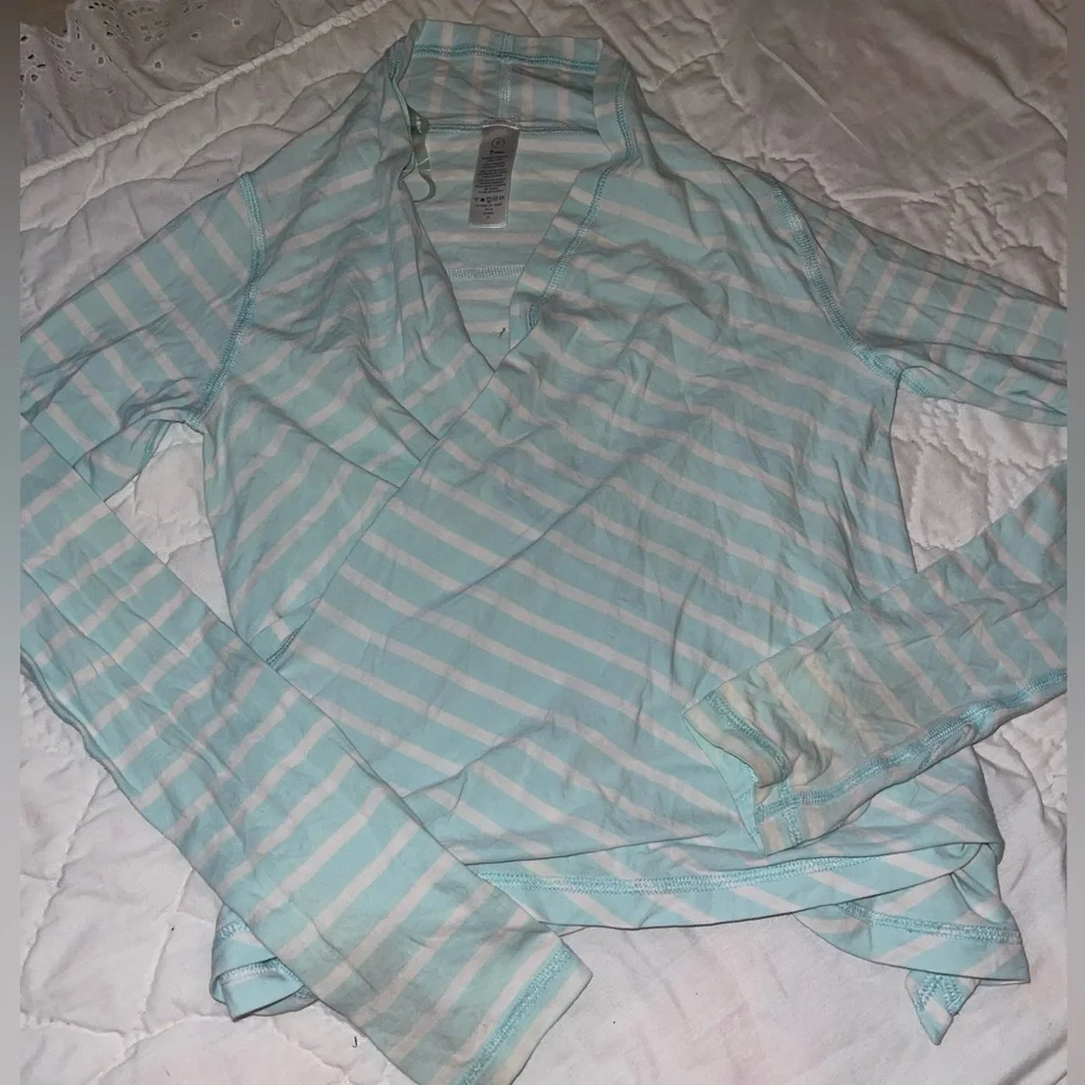 Ivivva Light Blue and White Striped Kids Top
